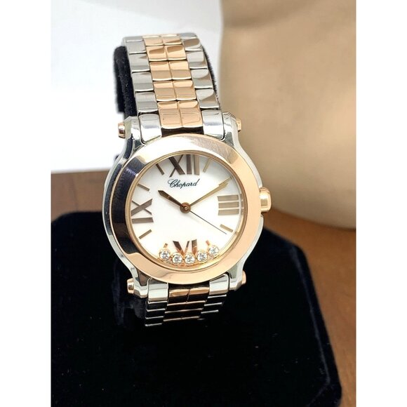 Chopard Happy Sport Women's Watch Diamond 278509-6004 Swiss Quartz Two Tone 30mm - Picture 14 of 15